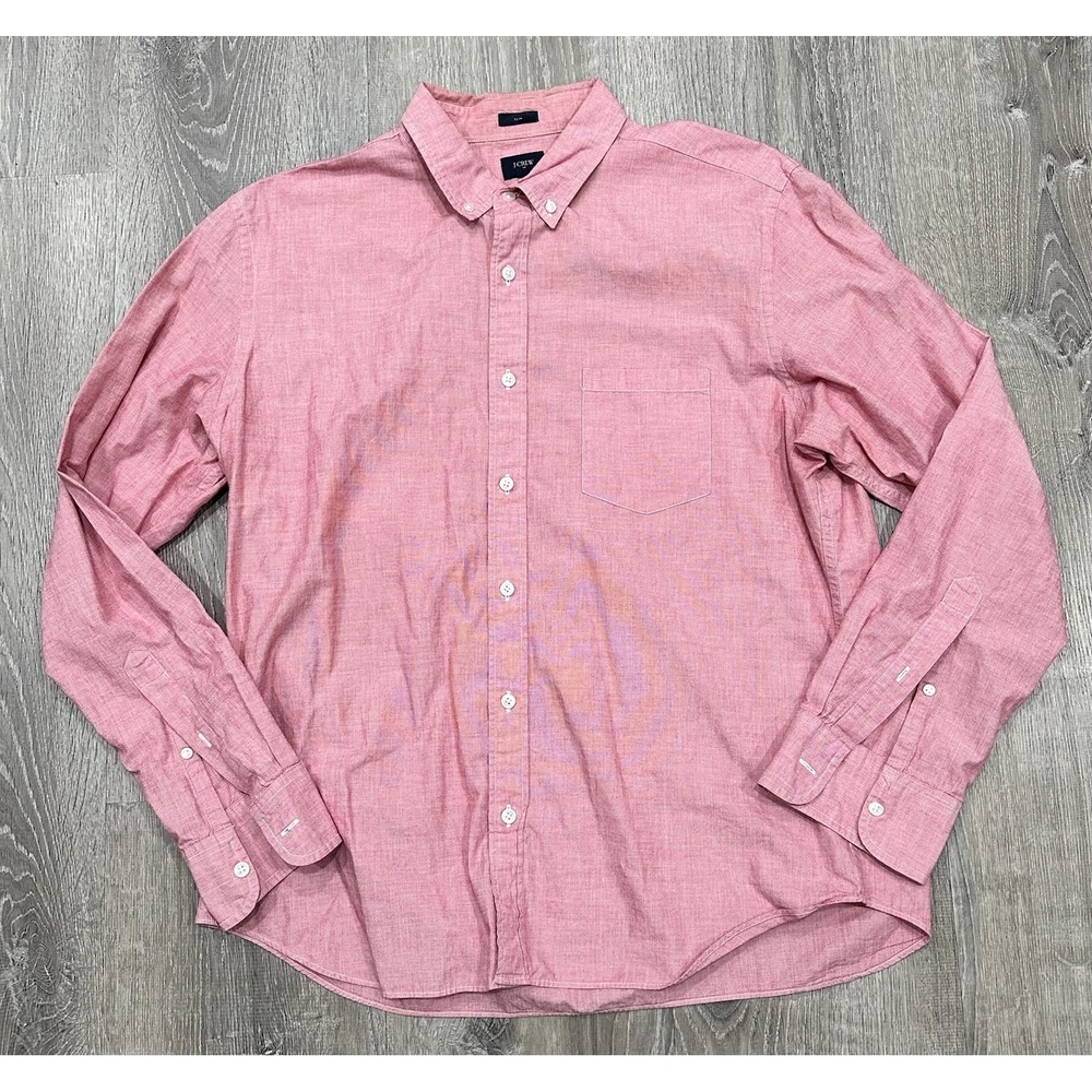 J. Crew Shirt Men's XL Red Slim Fit Casual Long Sleeve Button Down Cotton Shirt - Picture 9 of 11